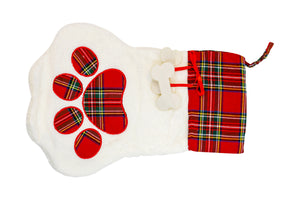 Stocking With Checkered Paw -Red